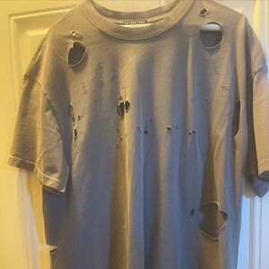 Balenciaga Gray Distressed Short Sleeve Tee